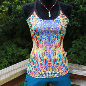Boho Rainbow Zen Yoga Racerback Bra Cami Top Med